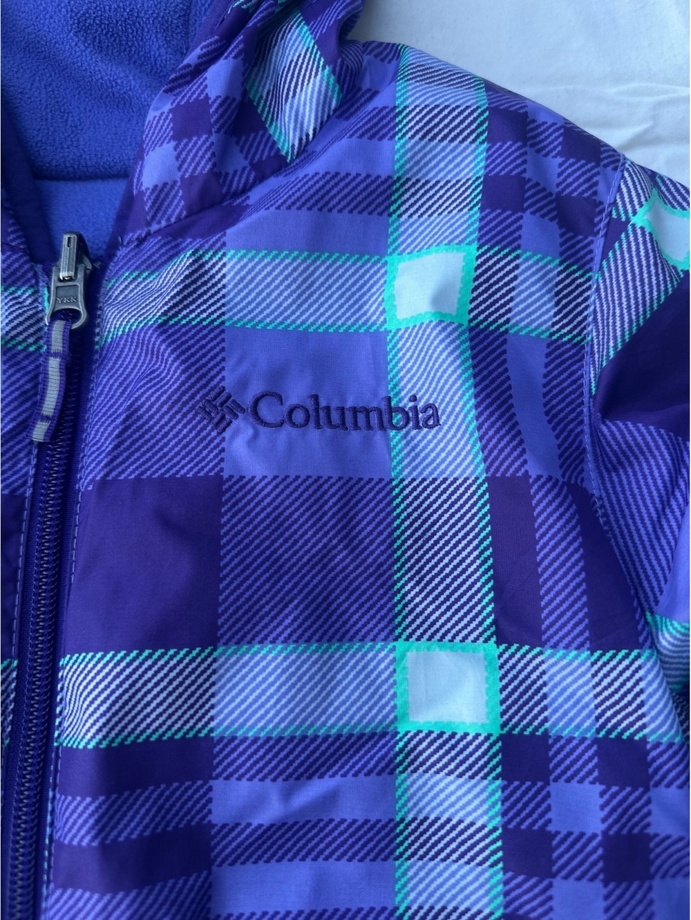 Columbia Reversible Hooded Jacket for Kids - Purple Plaid Small Youth 8
